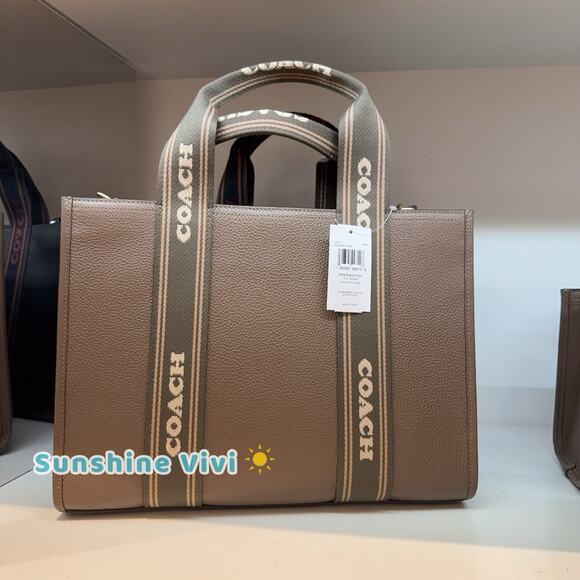 NWT Coach CBM10 Smith Tote Bag Pebble Leather And Webbing Gold/Dark Stone - Picture 6 of 7